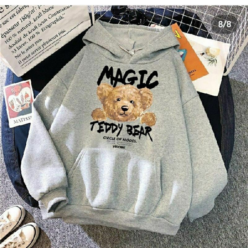 SWEATER HOODIE MAGIC BEAR FIT XL Sweater Wanita Sweater Cewek Sweater abg Sweater Viral Jaket Wanita Jaket cewek jaket abg sweater murah jaket murah kaos oblong kaos wanita kaos cewek kaos abg