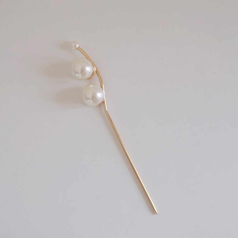 Ark.co - Pompadour pearl hair pin tusuk rambut konde mutiara