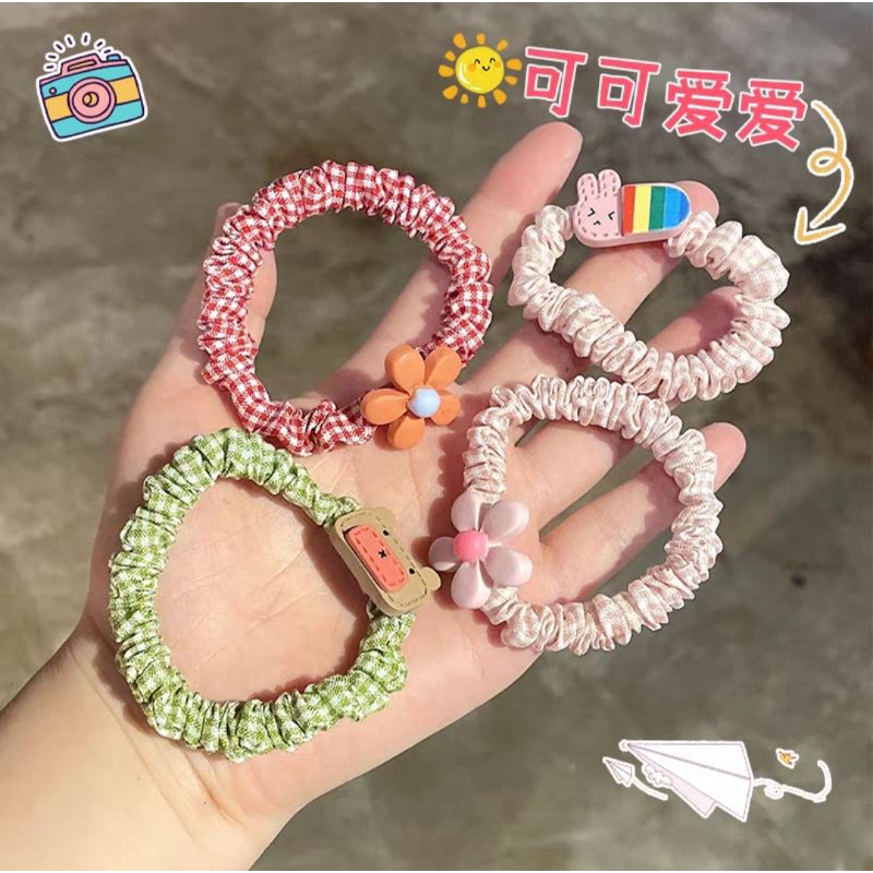 Karet Rambut Scrunchie Anak Dengan Hiasan Aksesoris Boneka Kecil Ikat Rambut Ponytail Korean Style Kuncir Anak Pita Korea Plush Doll Scrunchies