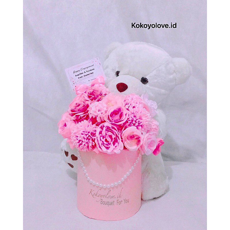 bloom box bunga boneka beruang