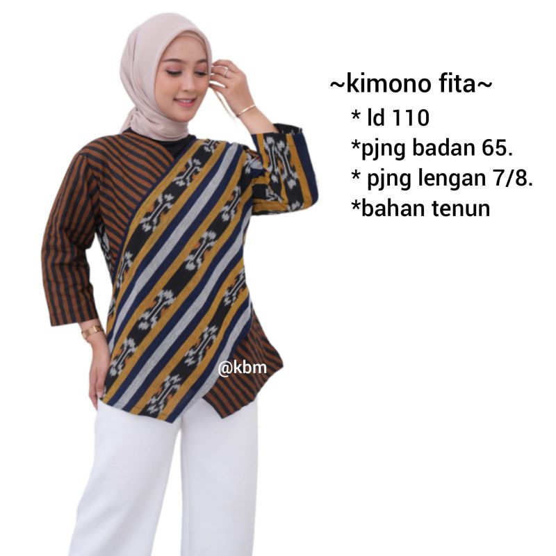 blus kimono tenun dan katun batik solo kimono