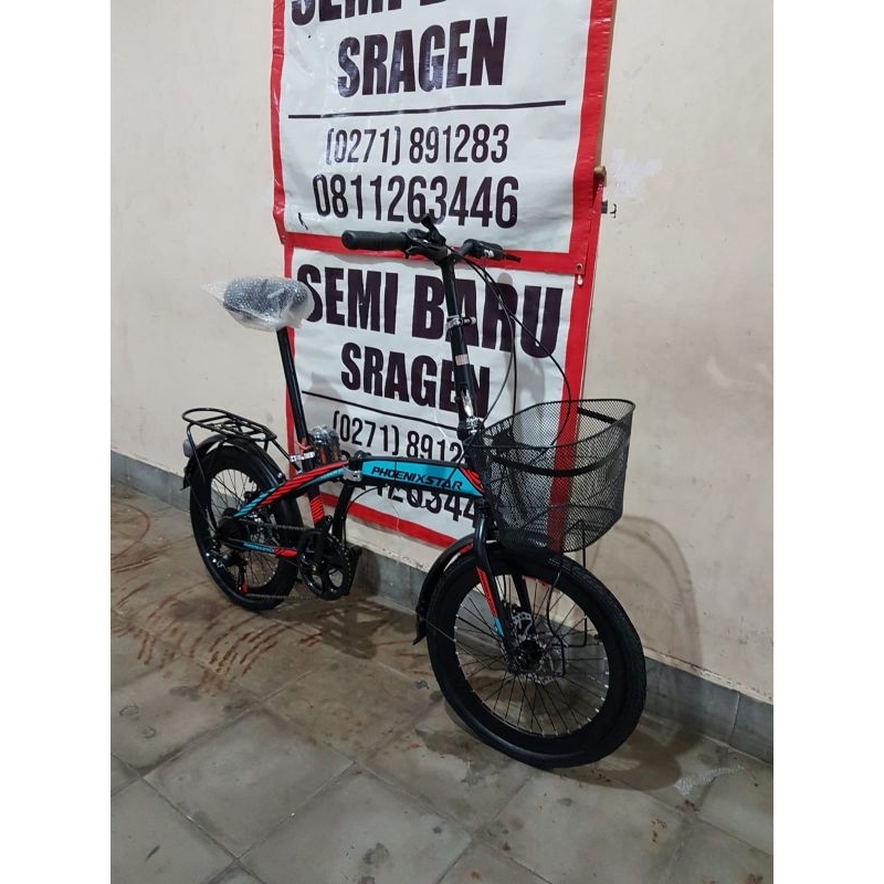 sepeda lipat 20 phoenix star cakram keranjang limited edition