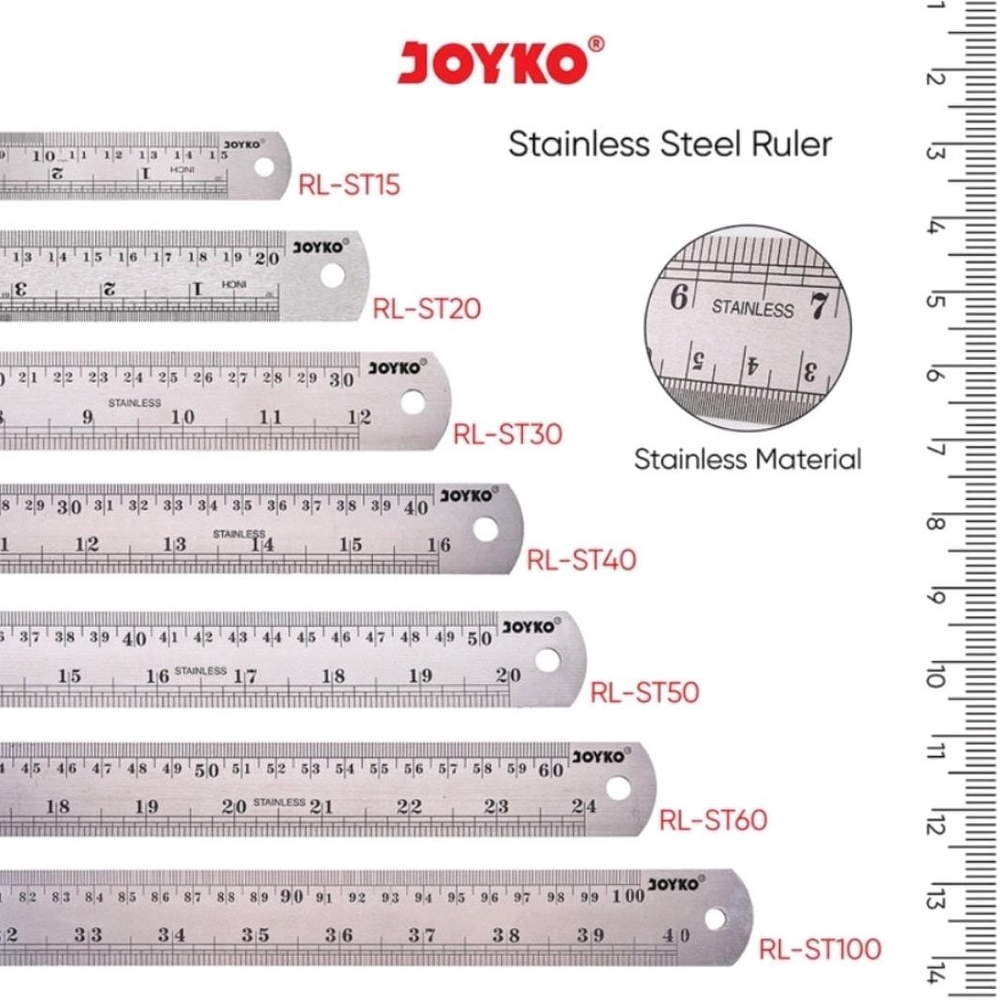 

Joyko Stainless Steel Ruler Penggaris Besi RL-ST30