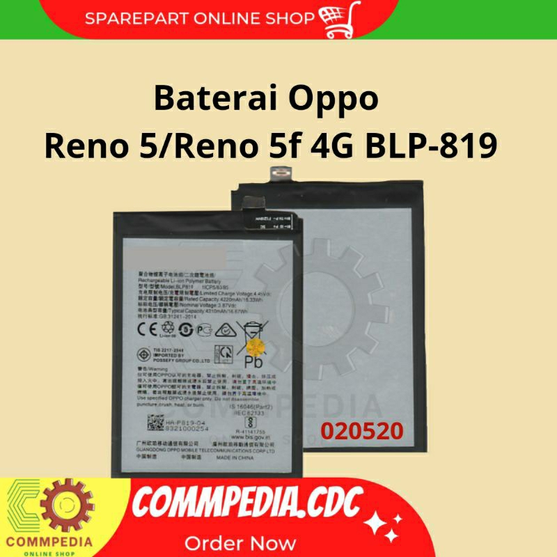 Baterai Oppo Reno 5/Reno 5f 4G BLP819