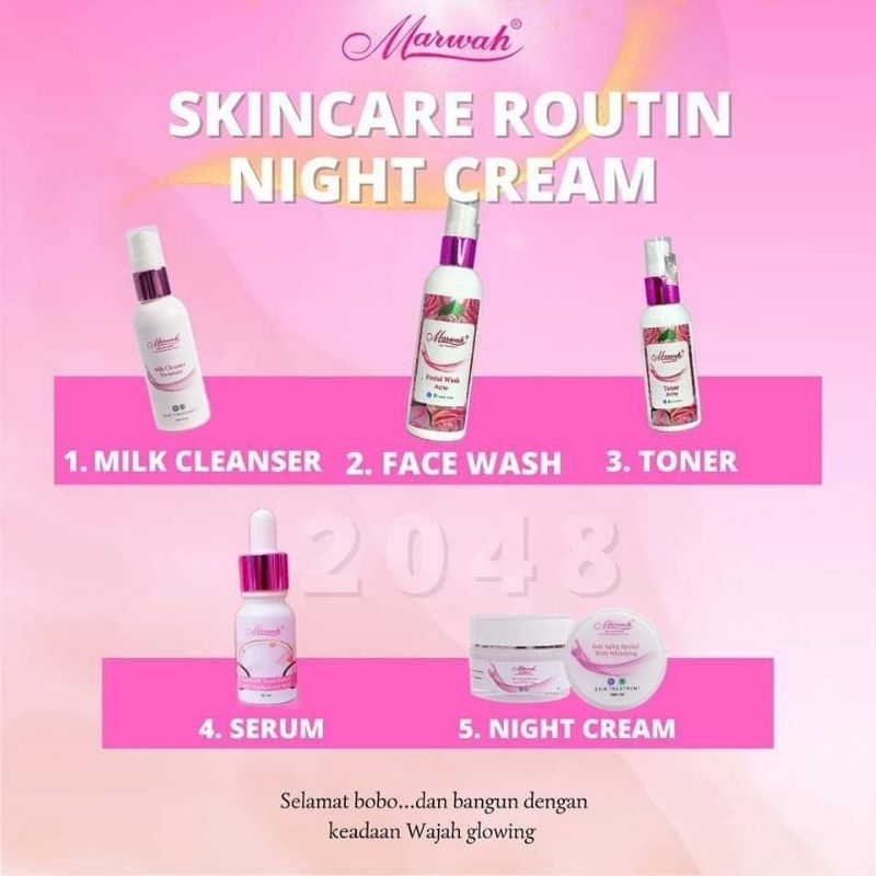 Marwah White Perfect Klinik Bpom Beauty Skincare Sabun Toner Serum Night Suncreen