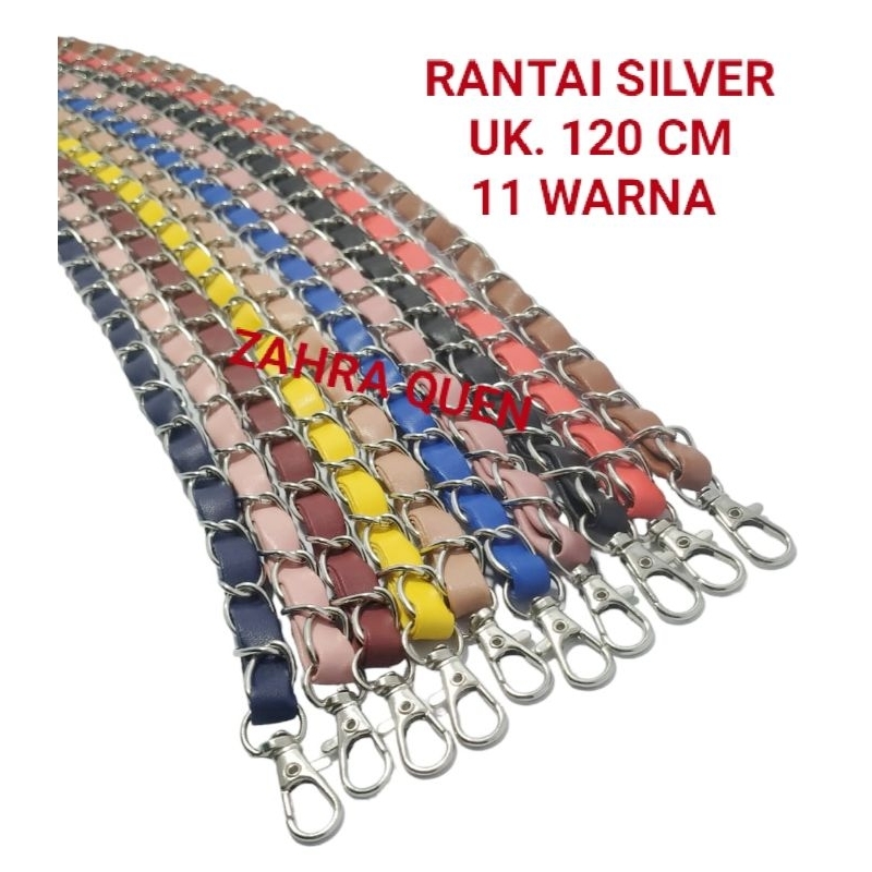 TALI TAS RANTAI MOTIF ANYAMAN RANTAI SILVER UKURAN 120 CM