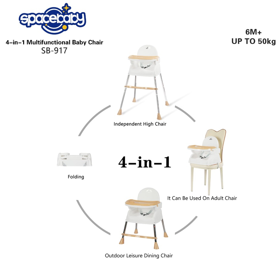 Spacebaby SB 917 925 Baby Chair 4 IN 1 Booster Baby Seat 4IN1 SB917 SB925 Space Baby High Chair Kursi Makan Anak Bayi 4IN1 SB918 SB 918 SB919 SB 919