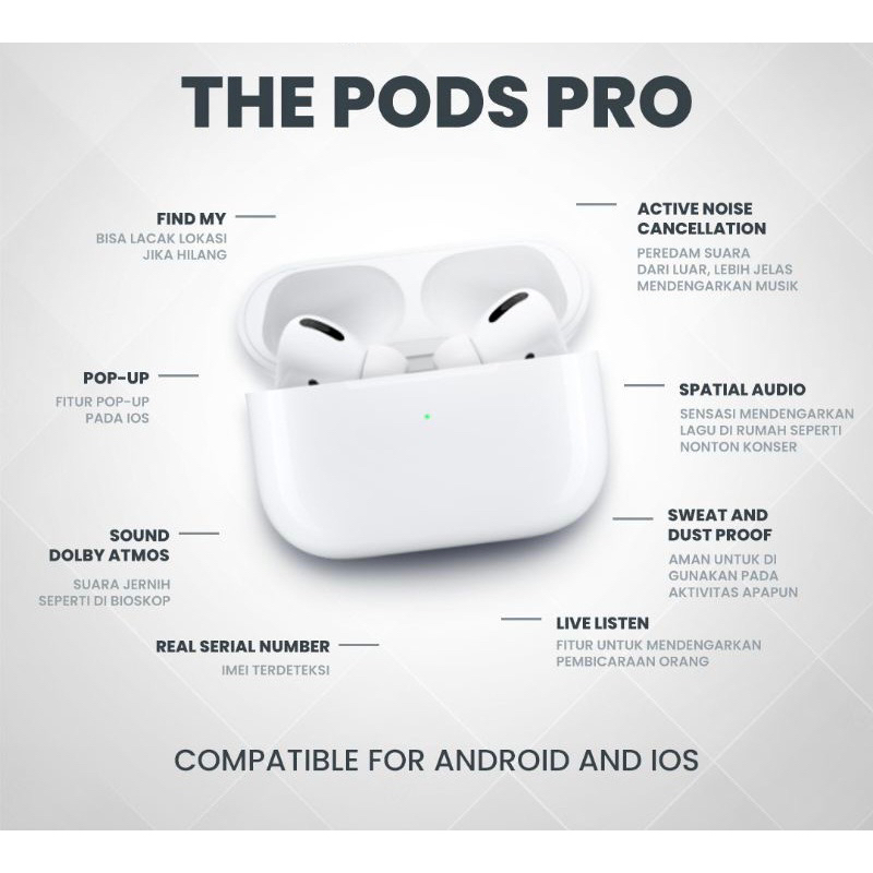 Readyy Stockk TERMURAH Pertama Dan Satu-Satunya Di Indonesia THEPODS PRO (2ND GENERATION / PRO 2 with H2 CHIP) - Final Upgrade + IMEI / Serial Number Valid + Active Noise Cancellation