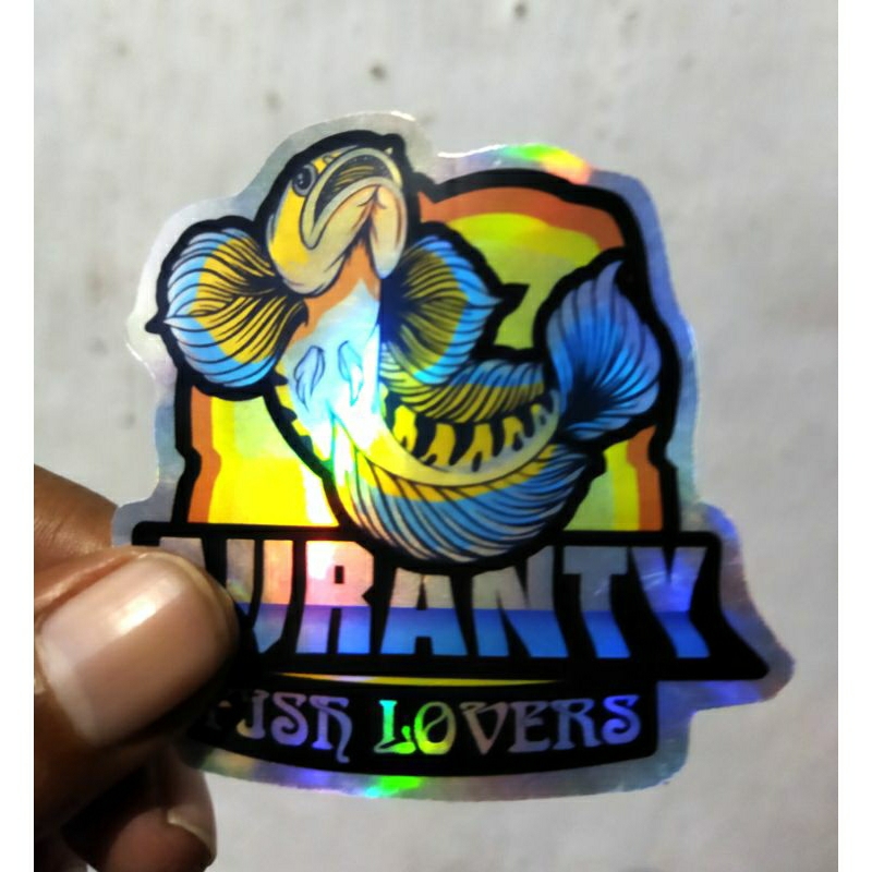 stiker aquarium hologram ikan galak