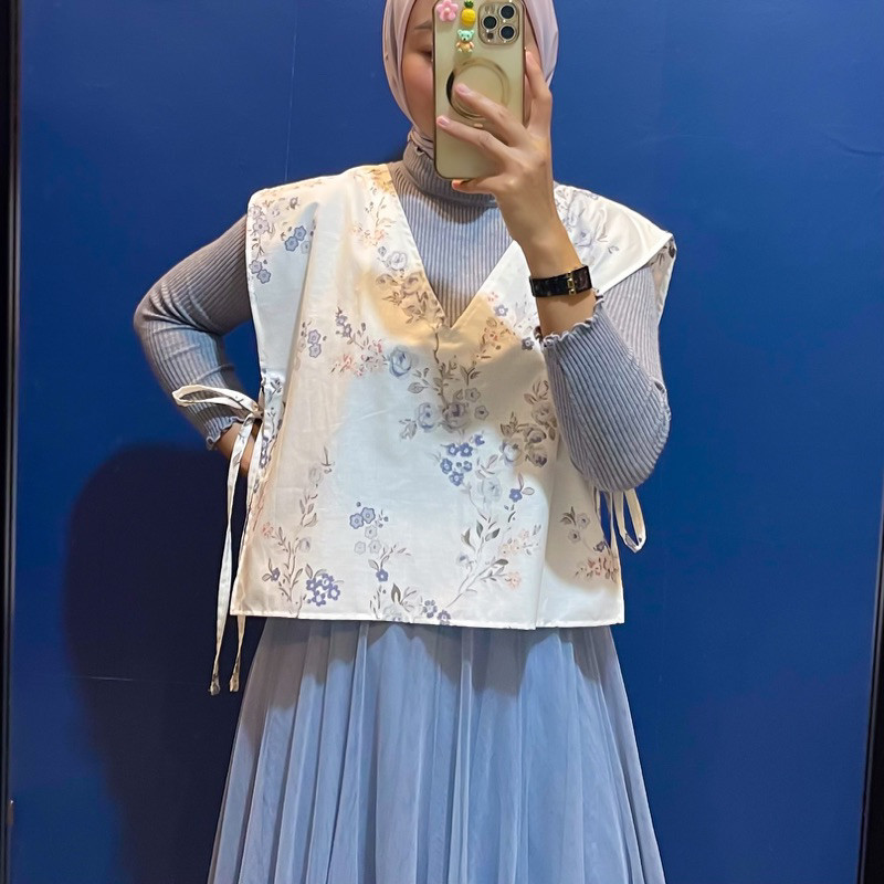 nalie_ vest crop top wanita motif
