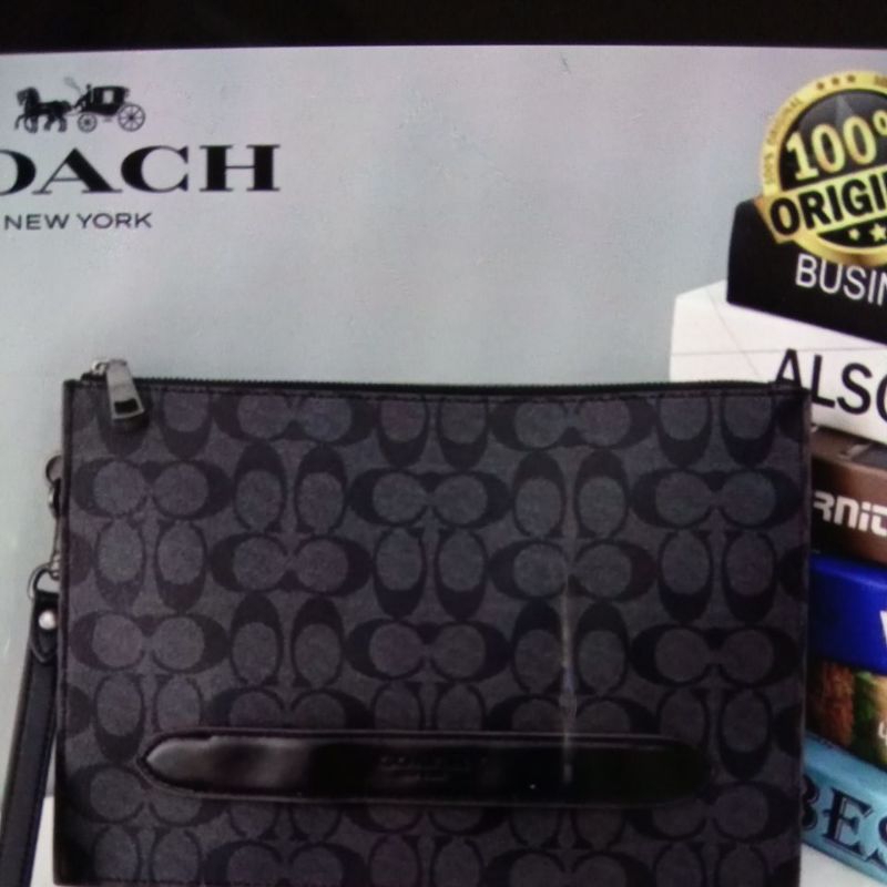 coach carryall colorblock black pouch manhattan