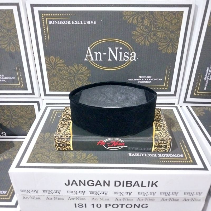 Peci Songkok Kopiah Full Ac Tengah Hitam Anak Dewasa Tinggi 7cm 8cm 9cm 10cm Bludru Halus Merak An-nisa