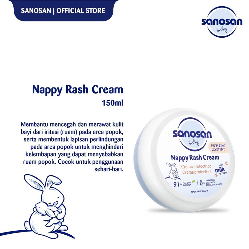 Sanosan Diaper Rash Cream 150ml Krim Popok bayi Krim Pantat Bayi