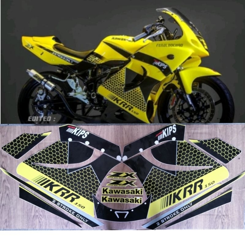 Stiker striping custom fariasi ninja rr old kuning