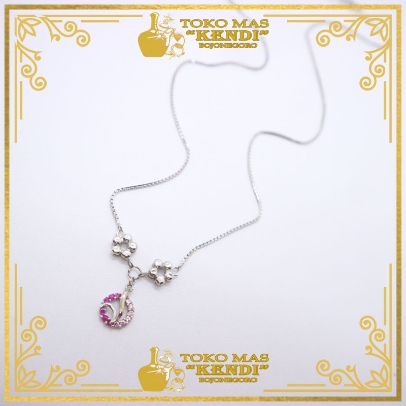Kalung Necklace Gold UBS Italy  WhiteGold mata Pink merah emas Putih 9K / 420
