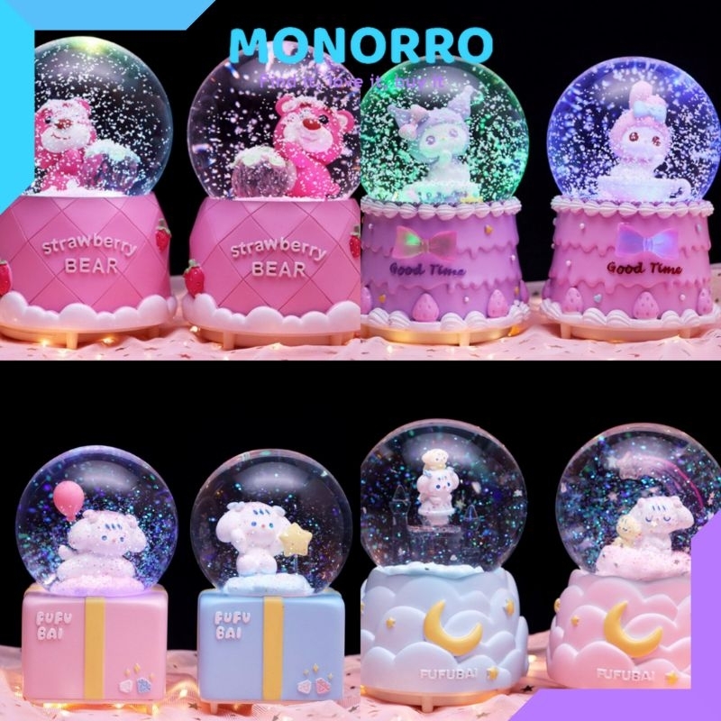 Snowball Bola Kristal Bola Musik Karakter Sanrio Cinnamoroll Kuromi Lotso Kado Pajangan