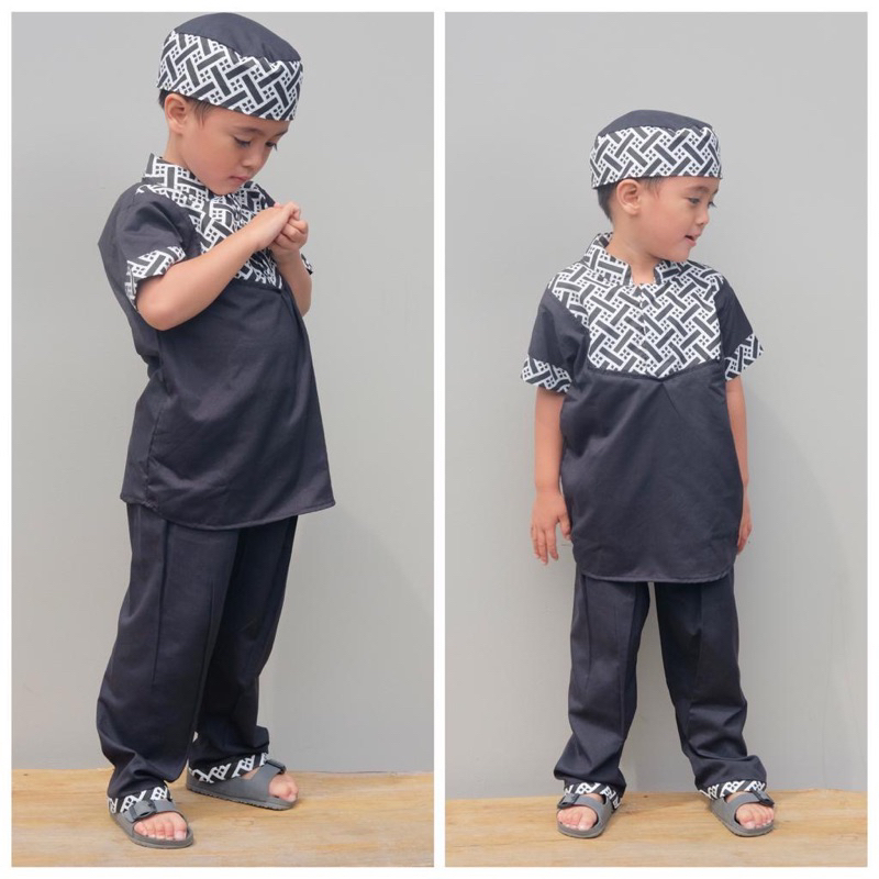 Setelan Kurta Anak Laki Laki / Set Koko Batik Pakaiam Muslim Anak