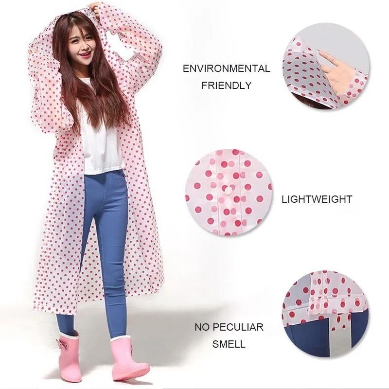 Jas Hujan Polkadot Tebal Dewasa Jas Hujan Motif Raincoat Rain Coat PVC Lebih Tebal