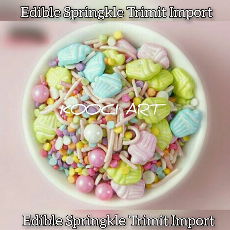 

100gr Springkle edible trimit gula mutiara cupcake mix rainbow pastel import repack murah