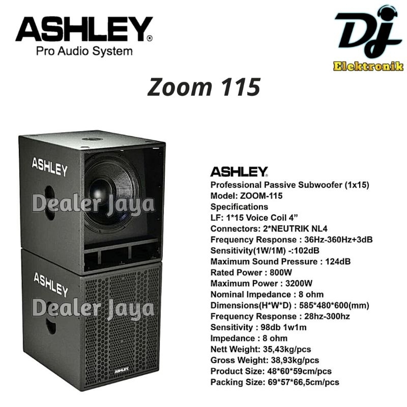 Speaker Subwoofer Ashley ZOOM 115 / ZOOM115 - 15 inch Pasif
