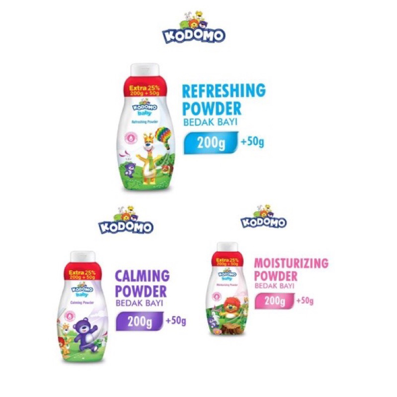 Bedak Bayi Kodomo Baby Powder Calming Powder, Rice Milk 50gr, 200+50gr, 300 + 100 gram