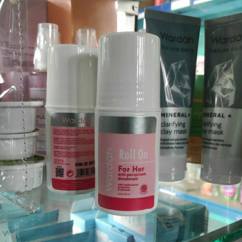 Wardah Deo Roll On 60ml ORIGINAL Deodoran For Her Women ORI Anti Perspirant With antibacterial protection allantoin