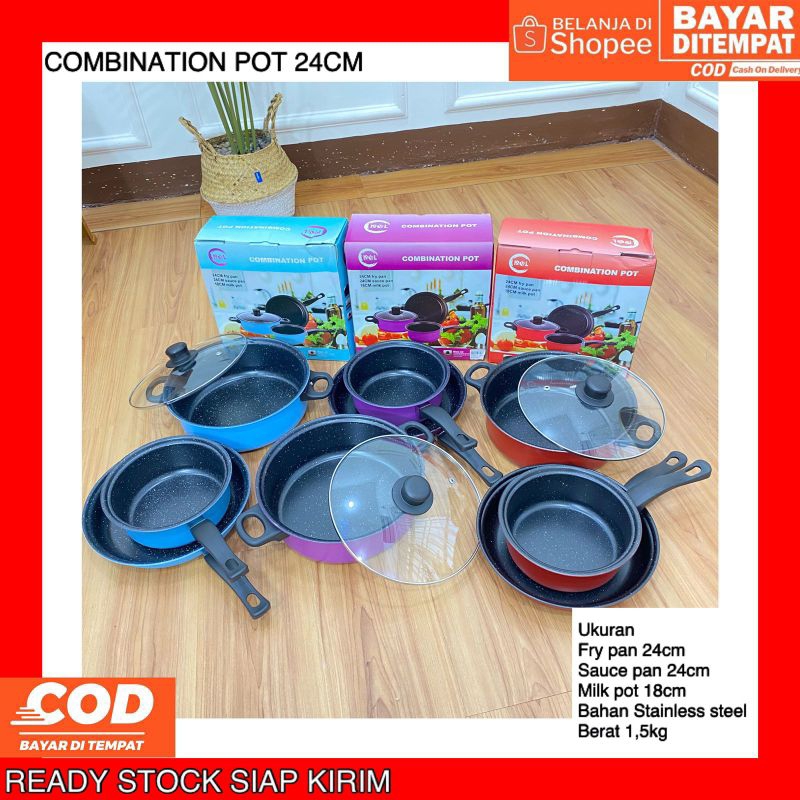 26 PANCI COMBINATION POT SET 3 IN 1 || PANCI ANTI LENGKET || PANCI SET POT COOKWARE