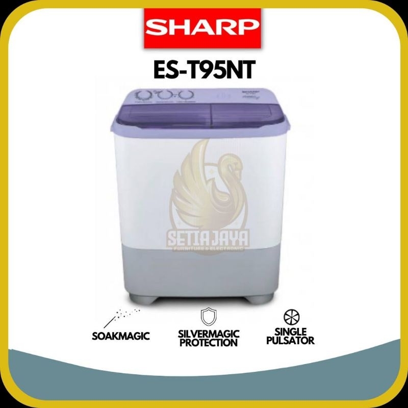 SHARP Mesin Cuci 2 Tabung 9 KG - (ES-T95NT)