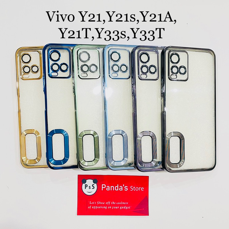 Softcase Vivo Y21, Y21s, Y21a, Y21T, Y33s, Y33T Lens Protector Circle Chrome Logo Clear Case