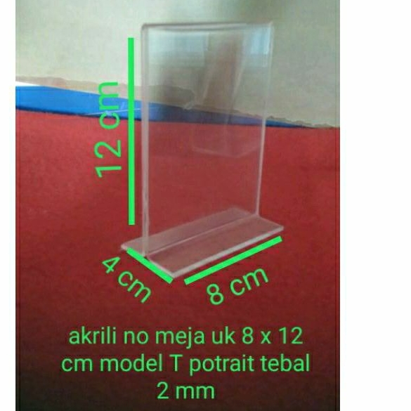 

akrilik no meja uk 8 x 12 cm tebal 2 mm model portrait T