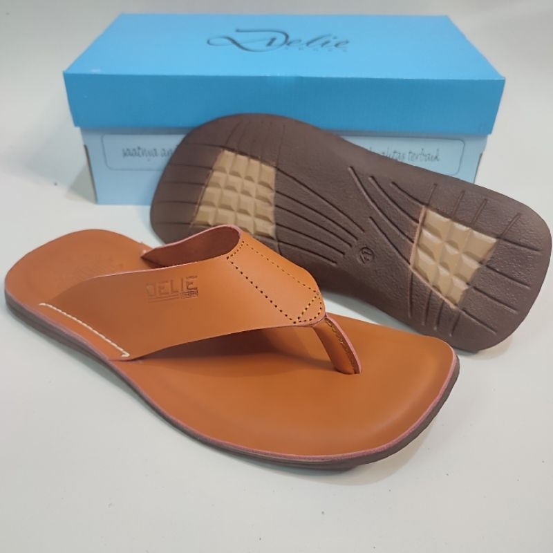 Sandal Pria kekinian original kulit asli delie jepit