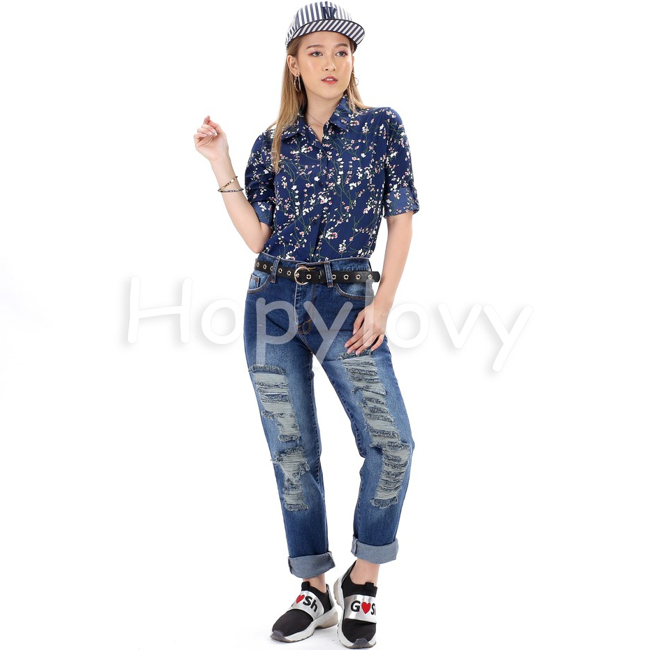 HOPYLOVY SALE - Celana Wanita Boyfriend Ripped Jeans  BF Shalini