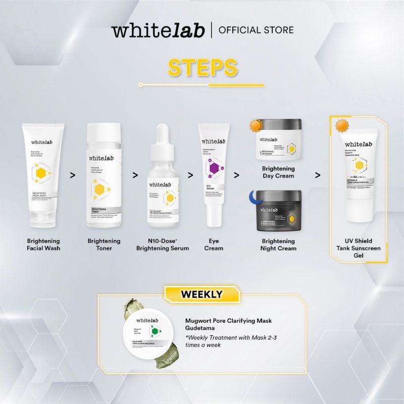 WHITELAB UV Shield Tank Sunscreen Gel SPF 50++ PA++++ 30gr BPOM Tabir Surya, Pelindung Wajah