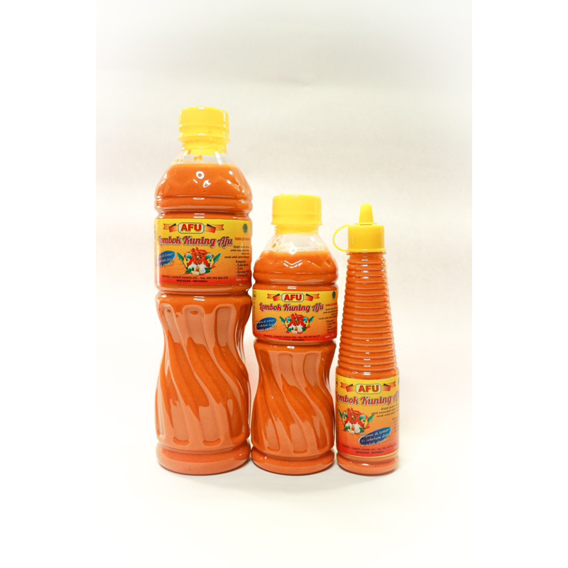 

PAKET, LOMBOK KUNING AFU Khas MAKASSAR SEMUA KEMASAN, 600ml, 330ml, 140ml