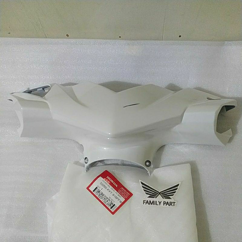 53205-KVY-910PFW Batok Stang Depan Beat Karbu Putih