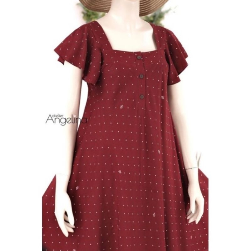 ATELIER ANGELINA CLARA DRESS POLKADOT MAROON SIZE L