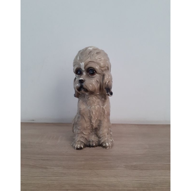 Patung keramik anjing poodle