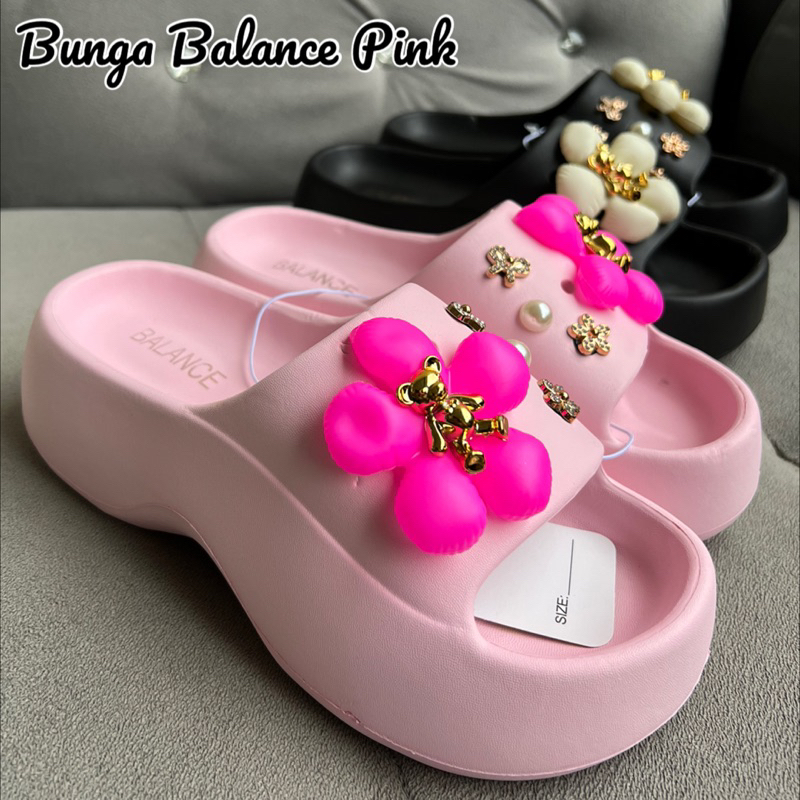 SANDAL WEDGES IMPORT ORI BALANCE BUNGA WANITA VIRAL