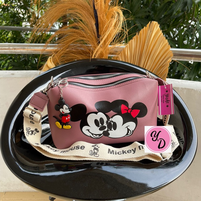 TAS SELEMPANG WANITA 2 RUANG MICKEY MOUSE / SLING BAG