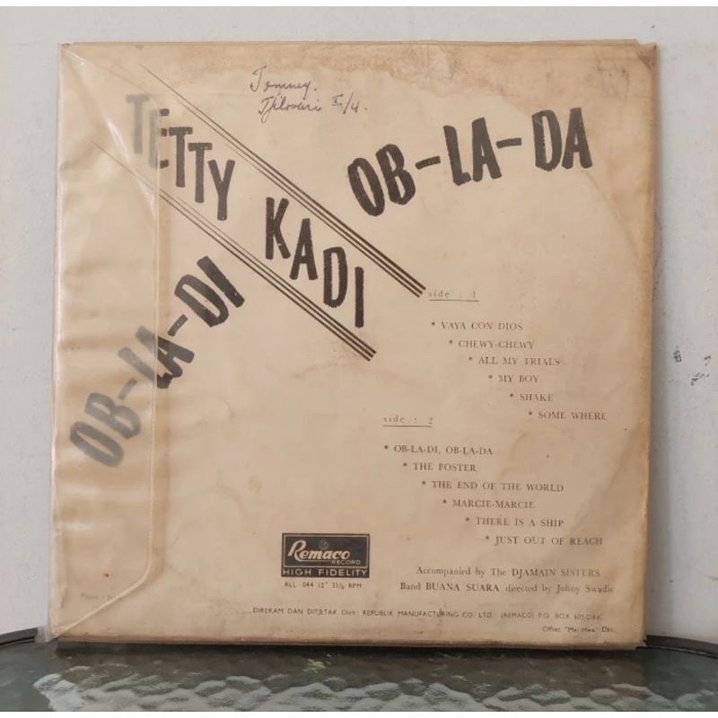 Vinyl Piringan Hitam 12 inch Tetty Kadi - Ob La Di,Ob La Di