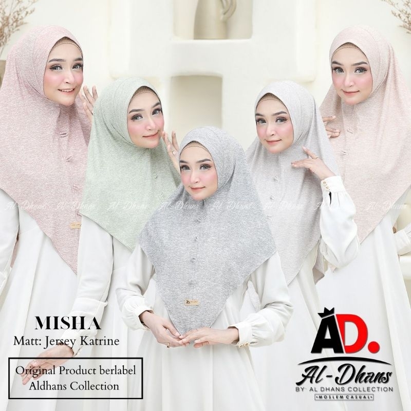 (Original Aldhans) MISHA •jilbab instan jersey katrine•hijab instan•bergo soft pet