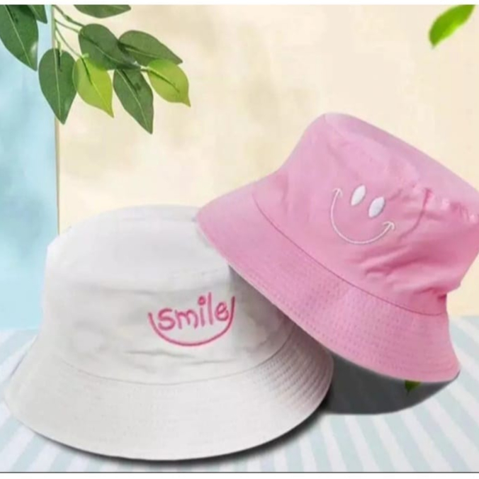 Topi Bucket Smile Bulak Balik / Bahan Dobel Bisa Bolak-Balik / Bucket Bolak Balik Berkualiatas bisa bayar di tempat