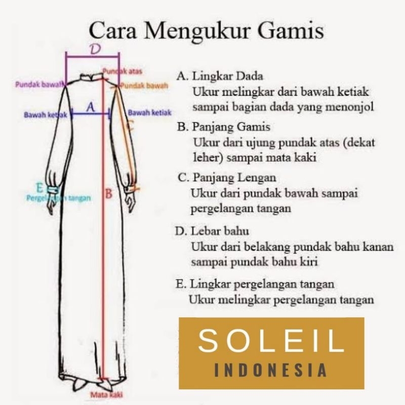 biaya tambahan  custom gamis soleil indonesia