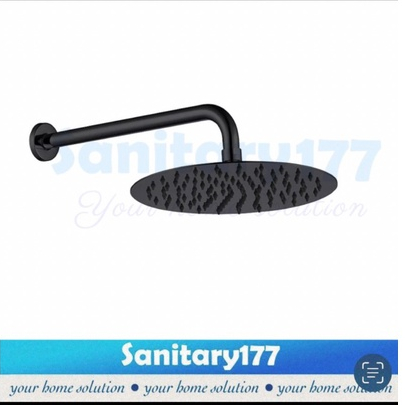 Shower Tembok 8 inch Hitam F22BL- Wall shower jumbo Black tanam 20cm 8inch stainless semprotan hujan rainfall  spray 20cm gede