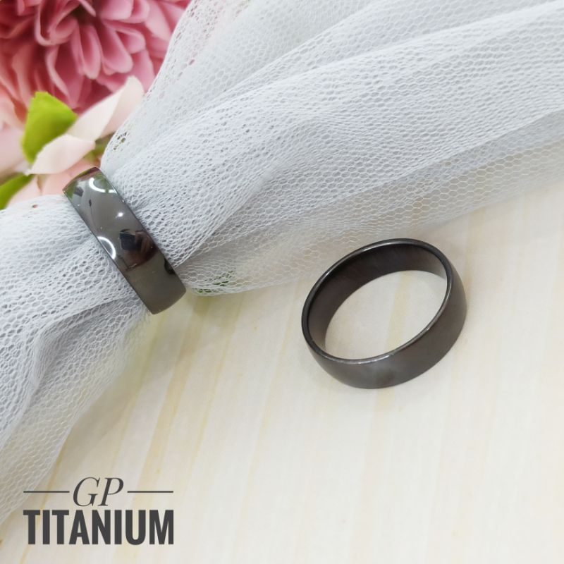 Cincin titanium hitam polos CC266