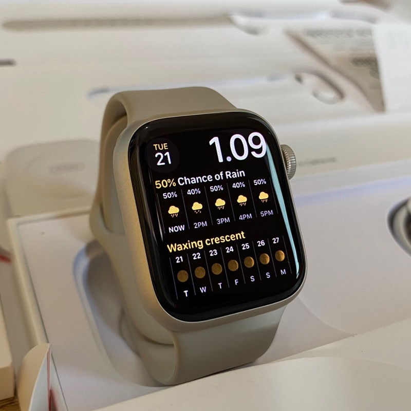 iBox Apple Watch Series 7 41mm Starlight Juli 2023 Fullset Original iwatch