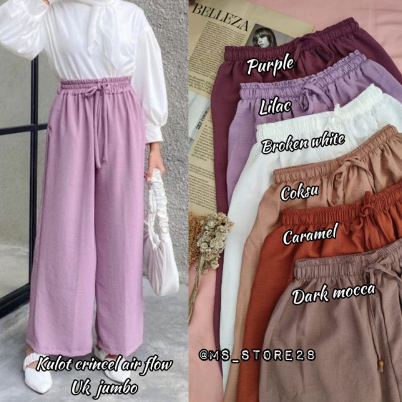 VIOLET HIGTWAIST LOOSE PANTS KULOT CRINCLE AIRFLOW