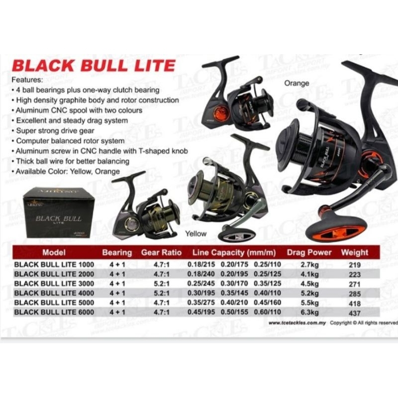 reel Ajiking blackbull lite 1000 sampai 6000 power handle salt water game