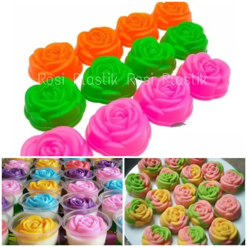 Helle_Bore 36 Biji (3 Lusin) Cetakan Puding Besar Dan Kecil Jasmine ; Sakura ; Mawar ; Kukus Cetaan
