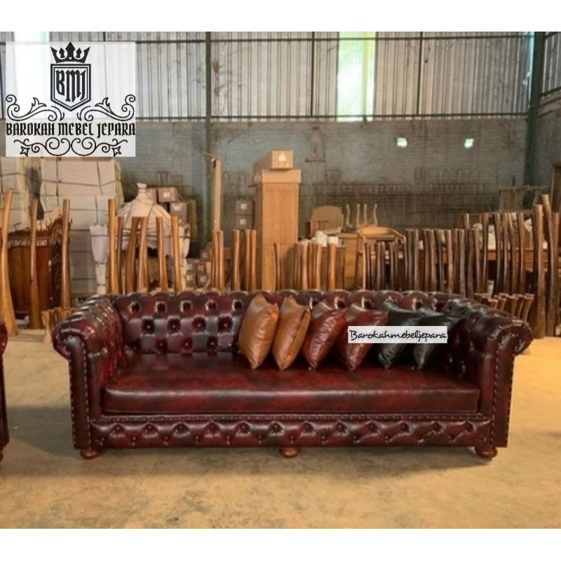 Sofa santai Keluarga Rangka Jati Mewah Model Single set